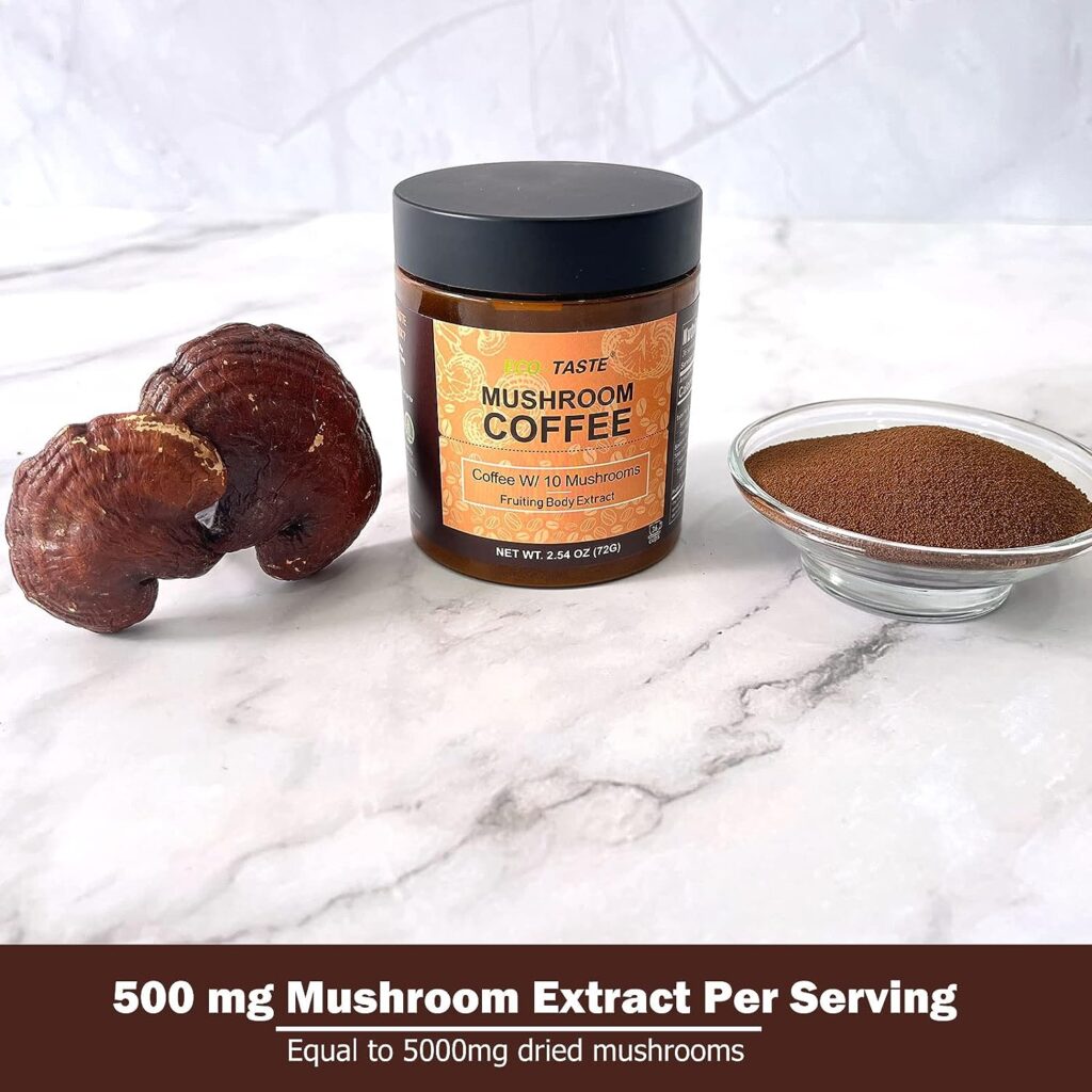 Mushroom Coffee - 36 Servings, Instant Coffee Mix Includes 10 Mushrooms Extract Powder (30% Beta-glucan)