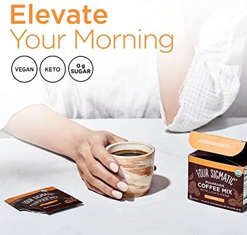 Organic Mushroom Coffee by Four Sigmatic | Arabica Instant Coffee Singles with Lions Mane, Chaga and Rhodiola | Mushroom Coffee Instant Mix for Better Focus and Immune Support | 10 Packets