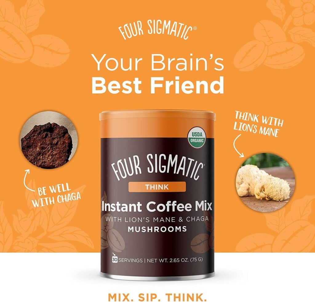 Think Instant Coffee + Think Coconut Creamer Bundle by Four Sigmatic | Arabica Instant Mushroom Coffee with Lions Mane, Chaga and Rhodiola | Coconut Creamer with MCT Oil  Lions Mane